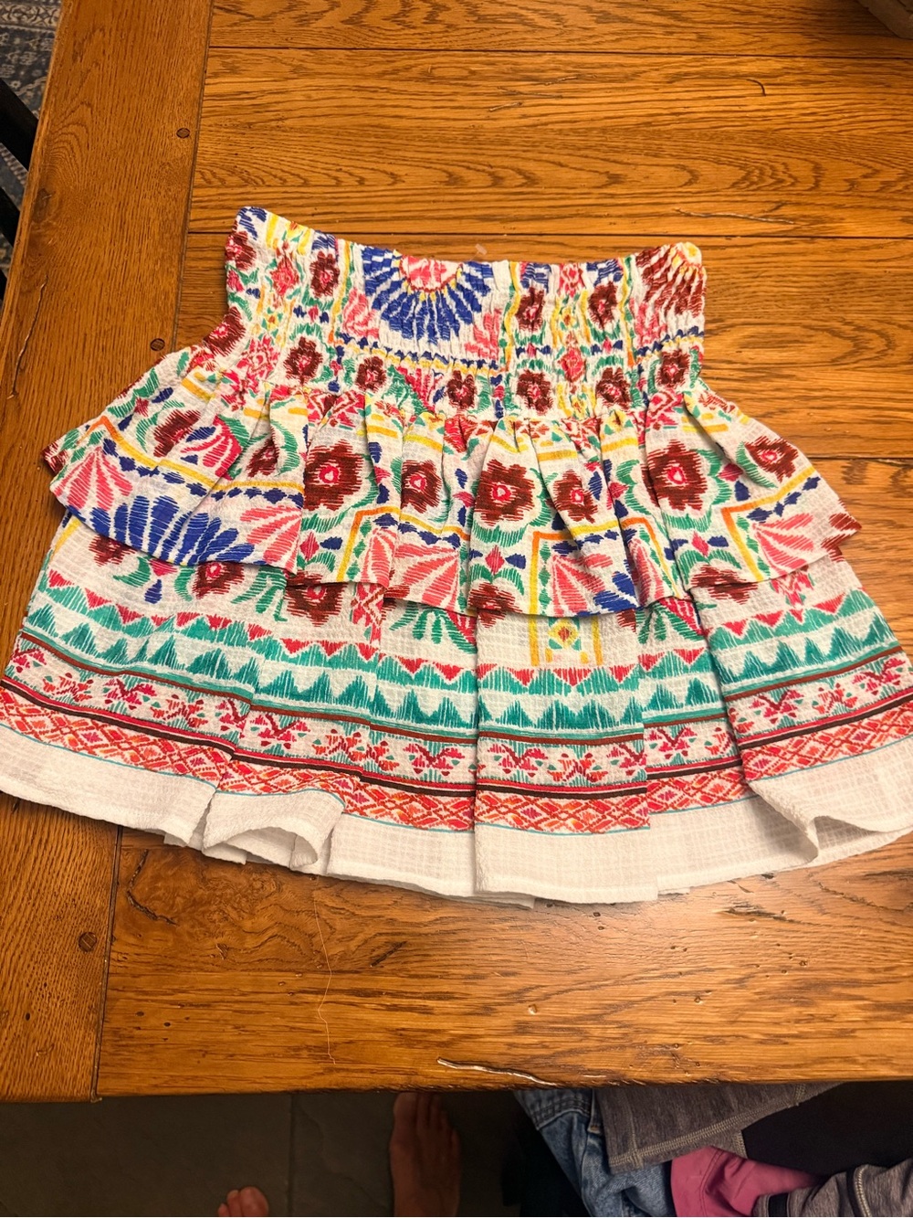 Colorful Smocked Tiered Mini Skirt - Multicolor